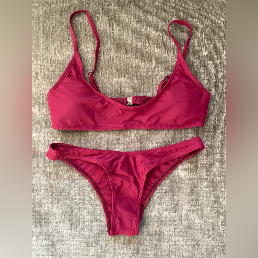 Infinite Style Maroon Bikini W/ Metal Clasps (Medium) OFFERS WELCOMED!